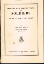 Orders and Regulations for Soldiers of the Salvation Army, 1961, Book - $6.88