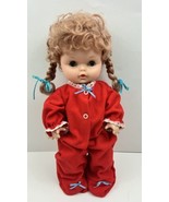Vintage Eegee Softina Baby Doll 15.5 In 970&#39;s Drink &amp; Wet Red Outfit Cur... - £18.98 GBP