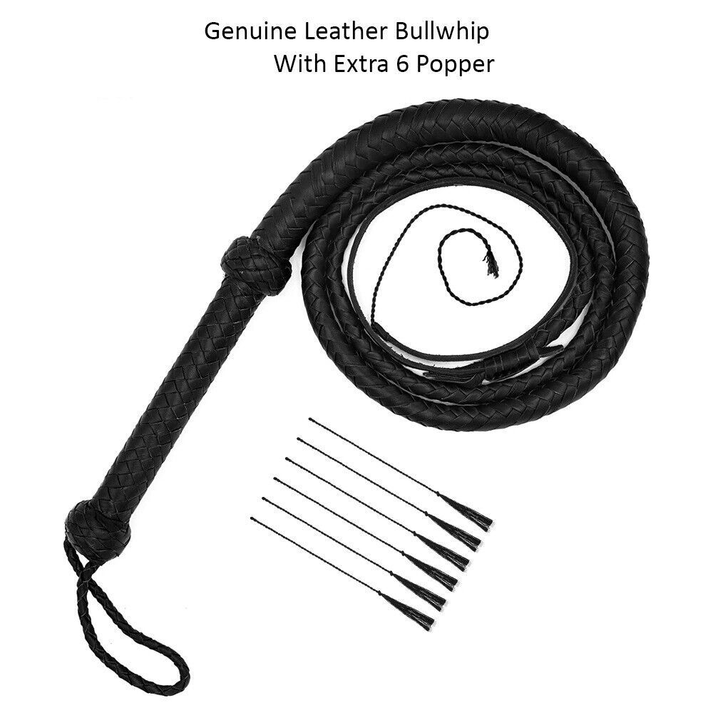 thumbnail interactive-video image 1 of Leather Phobia 8-Foot Cowhide Bullwhip – 12-Plait Brown With Rope Core 1 of 5