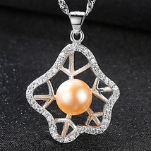 S925 Silver Necklace With 3A Zircon 8-8.5Mm Freshwater Pearl Fashion Romantic - £24.77 GBP