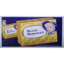 BLUE BONNET MARGARINE BILLBOARD GLOSSY STICKER 3&quot;x1.5&quot; - $3.99