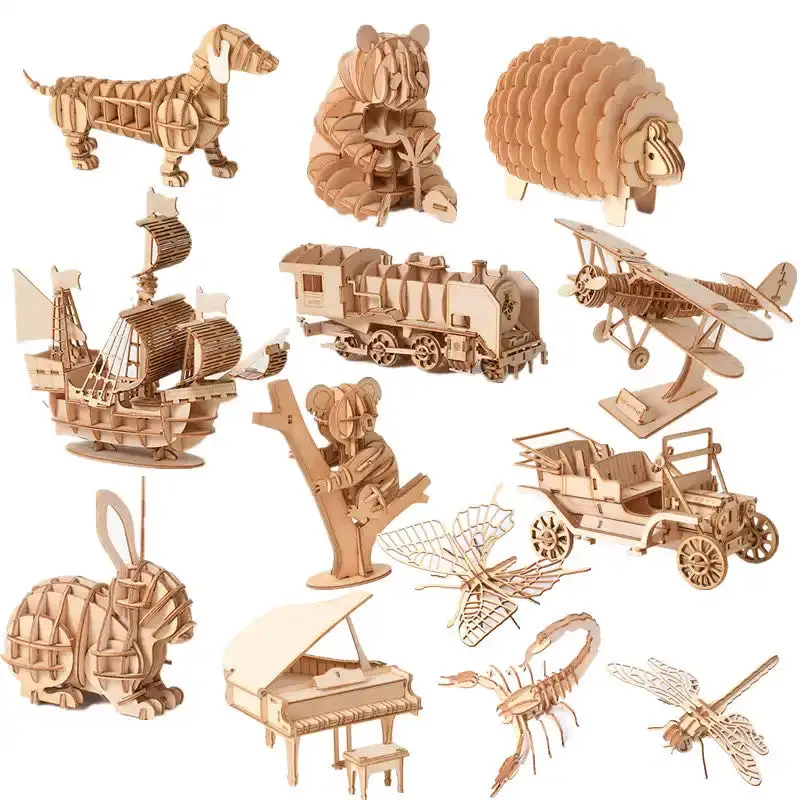16 Styles DIY 3D Wooden Puzzle Toy Assembly Insect Animal Model Children&#39;s - £14.07 GBP+
