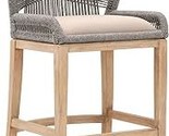 Benzara BM241887 Counter Stool with Wooden Legs &amp; Rope Back Gray &amp; Brown - $2,599.99