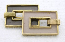 VTG 1950-60s JEANNE Signed Gold Tone Brown Enamel Pin Brooch - $19.60