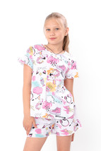Girls’ Summer Pajama Set – Printed Cotton Tee &amp; Elastic Shorts, Summer, ... - $25.73+