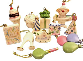 Lenox Happy Birthday Miniature Tree Ornaments Set of 12 Cake Crown Balloons NEW - $350.00