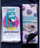 New Peanuts Snoopy Woodstock Kitchen Towels Dish Mats Beach Beagle Surf ... - £31.02 GBP