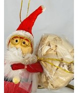 Vintage Santa Claus Corn Husk Christmas Ornament Figurine 4&quot; - £15.78 GBP