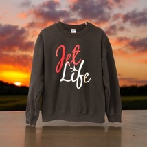 Jet Life Sweatshirt Mens Size M Fleece Pullover Logo Airplane Travel - £19.46 GBP