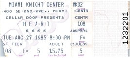 Vintage Cœur Ticket Stub August 27 1985 Miami Florida - £32.65 GBP