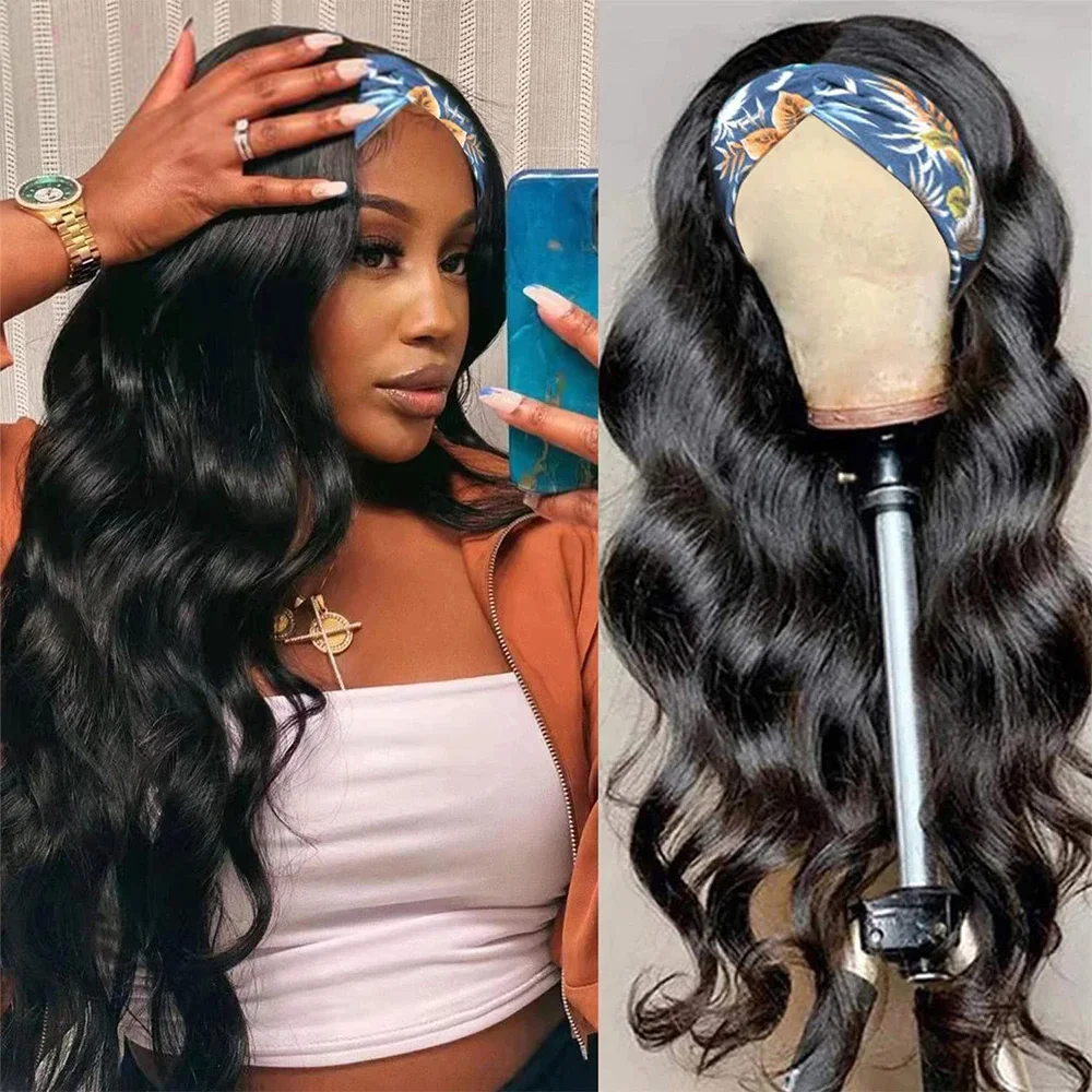 Headband Wig Human Hair Body Wave Wig 180% Density Remy Human Hair Wigs For - £39.94 GBP+