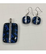 3 pc Vintage Dichroic Silver Dragonfly Pendant and Matching Pierced Earr... - €12,96 EUR