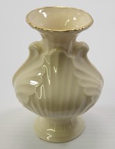 AP) Vintage Porcelain Feather Decorated Bud Flower Vase Gold Tone Accents - £7.90 GBP