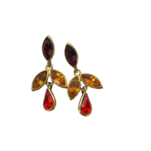 Vintage Earrings Rhinestone Colorful Dangle Mod Teardrop Statement - £13.44 GBP