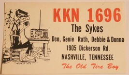 Vintage CB Ham Radio Card KKN 1696 Nashville Tennessee The Sykes - £3.90 GBP