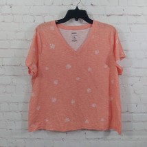 Sonoma Everyday Tee Womens XL Petite Orange Floral Short Sleeve V Neck Cotton - £12.57 GBP