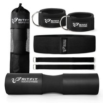 Upgraded 7 Pack Barbell Squat Pad Set With Resistance Band,2 Safety Stra... - $36.99