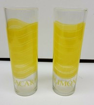 2 Bacardi Limon Yellow Wave Tall Cocktail Glasses 7&#39;&#39; Barware Set Liquor... - £13.03 GBP