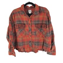 BDG Urban Outfitters Womens Flannel Shirt Cropped Oversized Plaid Pockets Red M - £19.06 GBP