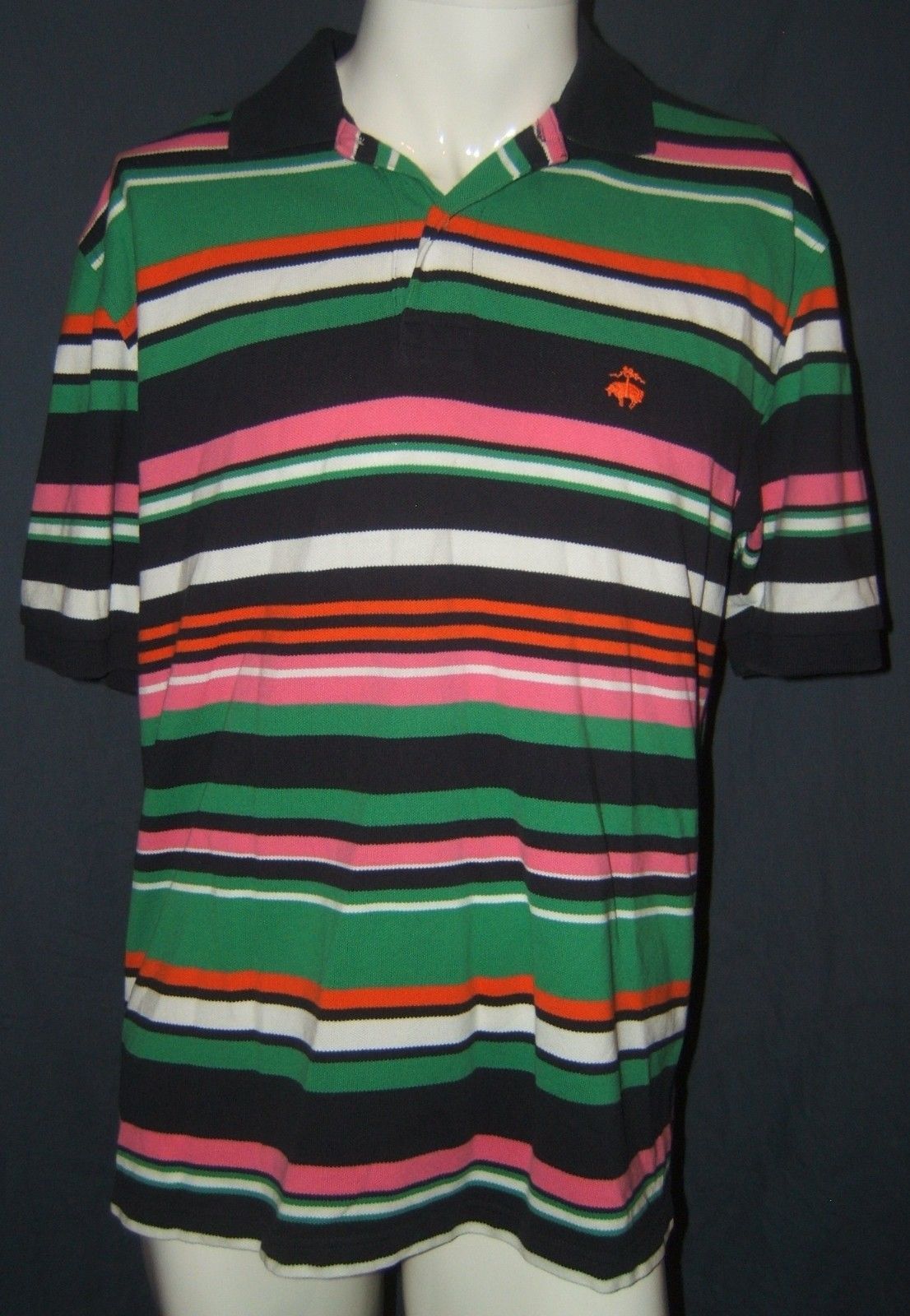 Brooks Brothers Multi Colored Striped Men's Polo Shirt M Medium Original Fit - $19.94