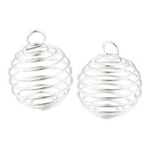 50pc Spiral Bead Cages Silver Gold Color DIY Charms Pendants Jewelry Making Tool - £18.31 GBP