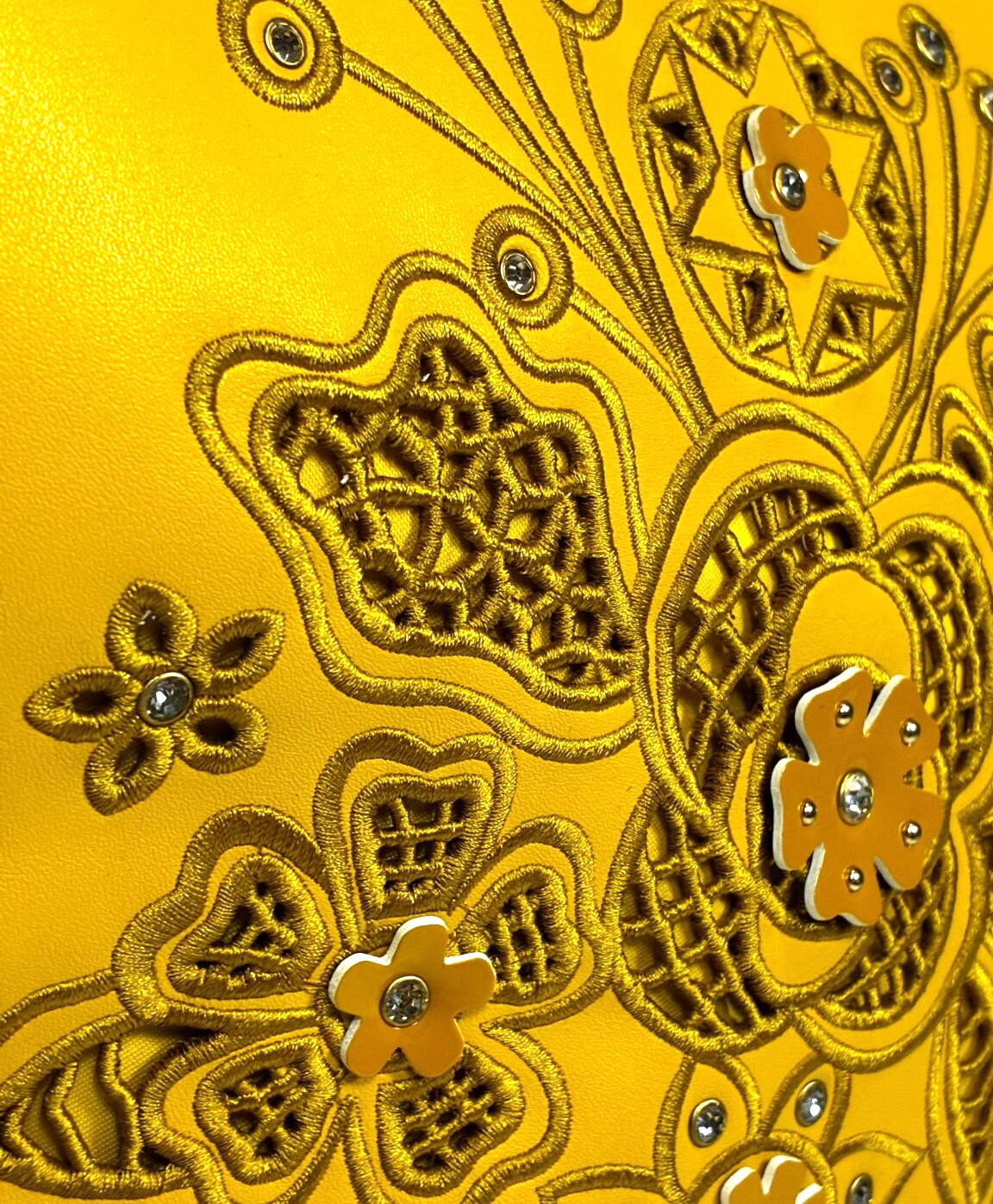 Nicole Lee Hobo Bag with Laser Cut and Embroidery Yellow + Pouch & Dust Bag NWT Item image 6