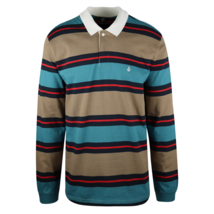Volcom Men&#39;s Teal, Navy &amp; Brown Striped L/S Polo T-Shirt (S04) - £13.12 GBP