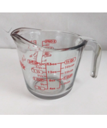 Anchor Hocking 2 Cup Glass Measuring Cup Red Letters Made in USA - $13.88 CAD