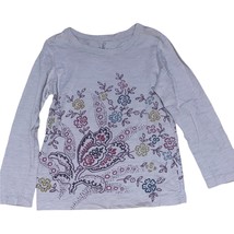 PEEK Girl&#39;s Long Sleeve Gray T-Shirt with Floral Print Medium 6/7 - £9.02 GBP