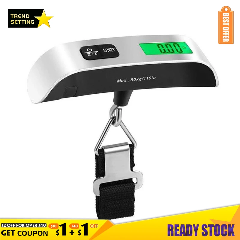 Portable Scale Digital LCD Display 110lb/50kg Electronic Luggage Hanging Suitcas - £133.32 GBP