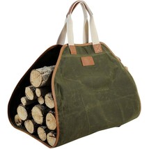 Canvas Log Carrier Bag,Waxed Durable Wood Tote,Fireplace Stove Accessori... - $48.99