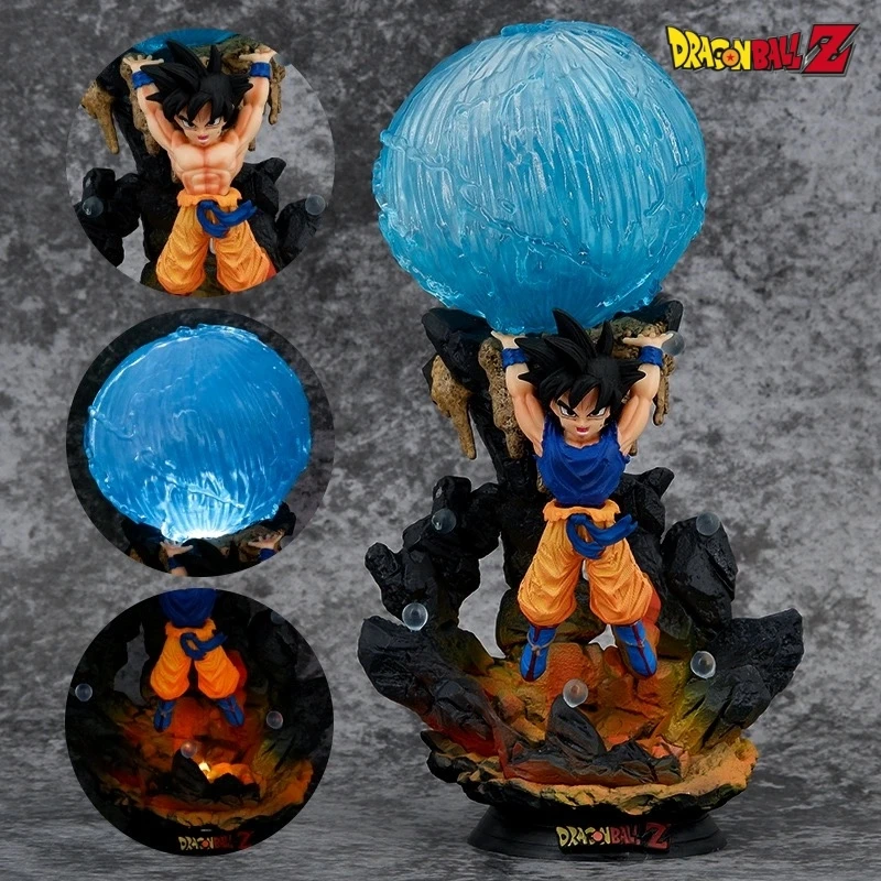 Dragon Ball Z Majin Buu Figure Son Goku 25cm Frieza Spirit Bomb LED Light Anime - £42.24 GBP+