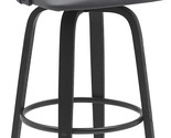 Benjara Oja 30 Inch Swivel Barstool Chair, Faux Leather, Curved Back, Wo... - $539.99