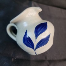 Williamsburg Pottery 1993 Creamer Salt Glazed Cobalt Blue Stoneware Leaf Leaves - £13.05 GBP