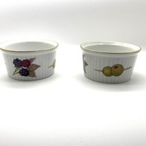 Royal Worcester Evesham Gold Rim 2 Ramkin Olive And Berries 1961 Made In England - £6.36 GBP