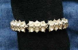Fabulous Crystal Rhinestone Silver-tone Bracelet 1950s vintage 6 3/4&quot; - £10.19 GBP