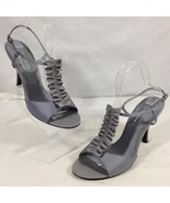 The Touch of Nina Shoes Womens Grey Satin Ruffle Slingback Heel Shoes Sz 9M - $41.01 CAD