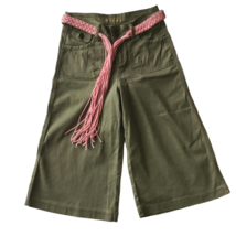 Bana Di Jeans Vintage Y2K Girls Flared Capri Pants Sz 14 Green w/Belt 24... - £22.24 GBP