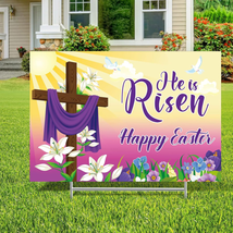 Easter Yard Sign Outdoor Decoration Happy Easter He Is Risen Yard Sign Easter La - £12.39 GBP