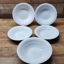 GIBSON Everyday SWIRLS Rimmed Cereal / Soup Bowl + Serving Bowl - Set Of 5 - £24.80 GBP