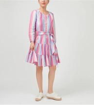 J Crew Women Pastel Pink Metallic Thread Cotton Belted Button Up Dress XS S M - £43.82 GBP