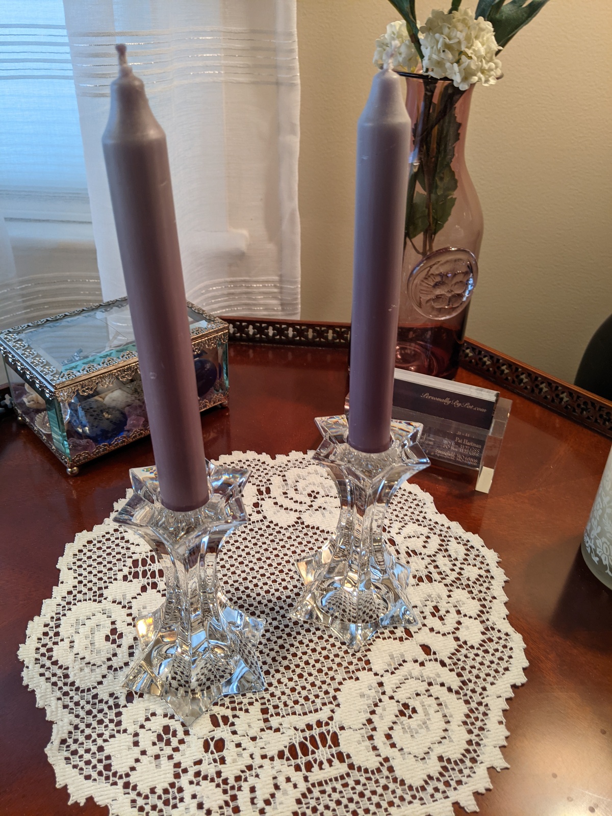 Primary image for Star Shaped Solid Crystal Candlesticks 4.5" Tall, Set of 2, Pre-Owned