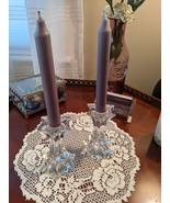 Star Shaped Solid Crystal Candlesticks 4.5&quot; Tall, Set of 2, Pre-Owned - $21.00