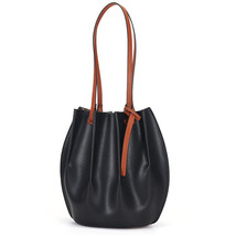 100% Genuine Leather Tote bag Fashion Women Handbag Designer Cowhide Bucket Bag  - £75.52 GBP