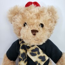 NY&amp;C Teddy Bear Curly Brown Leopard Scarf Black Sweater 2019 Plush Stuff... - £16.74 GBP