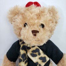 NY&amp;C Teddy Bear Curly Brown Leopard Scarf Black Sweater 2019 Plush Stuff... - $21.38