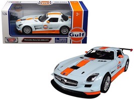 Mercedes Benz SLS AMG GT3 with &quot;Gulf&quot; Livery Light Blue with Orange Stripe 1/24 - £31.70 GBP