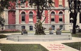 Goshen Indiana~Fountain Court House SQUARE~1910s Postcard - £9.27 GBP
