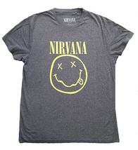 Nirvana Yellow Smile Grey Official Tee T-Shirt Mens Unisex - £26.71 GBP