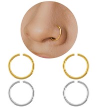 14k Gold Small Nose Rings Hoops G23 Titanium Handmade Tiny Thin Hoop Nose Ring f - £16.72 GBP